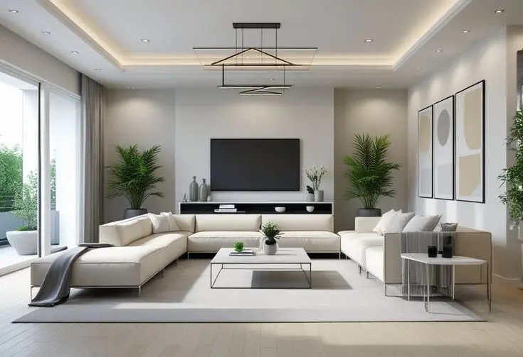 کombی از مواد طبیعی و صنعتی در دکوراسیون مدرن