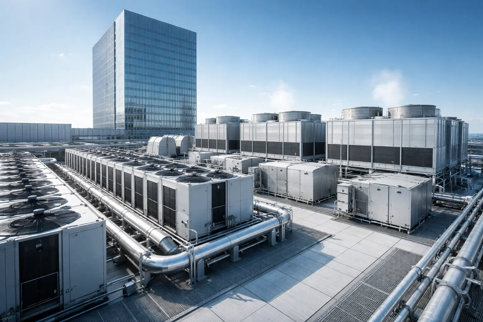 نمودار طراحی یک سیستم HVAC که شامل جریان هوا، گرمایش و سرمایش است
