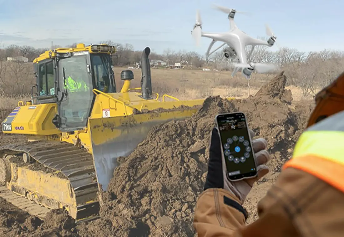داشبورد کنترل یک drone ساختمانی هوشمند در یک پروژه بزرگ