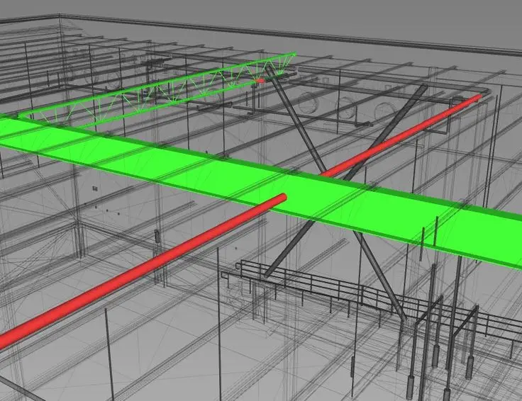 نمایش گرافیکی تداخل بین سیستم‌های مختلف در یک پروژه BIM