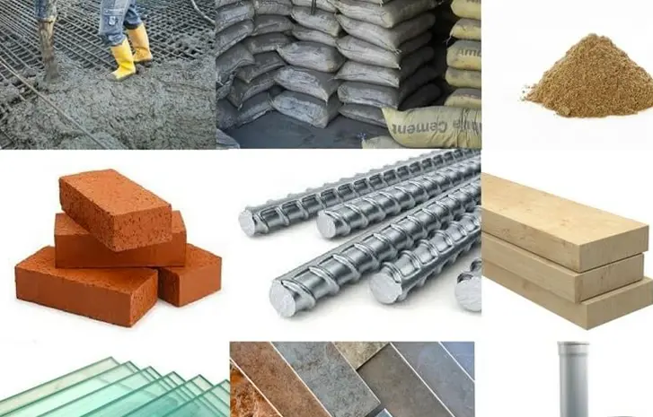 مصالح ساختمانی مختلف در انبار