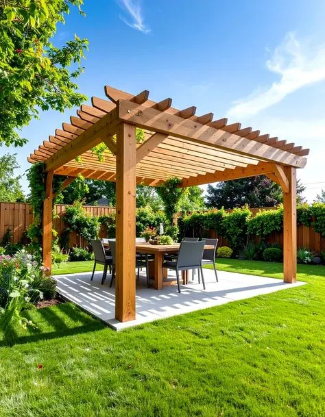 نمونه‌ای از پرگولا در معماری ایرانی با ستون‌های سنگی و سقف نیمه‌باز