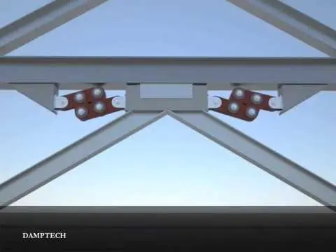 نمونه‌ای از میراگرهای لرزه‌ای در یک ساختمان چند طبقه