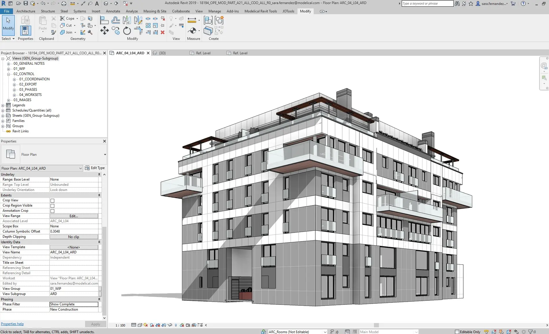 نمونه‌ای از همکاری تیمی در محیط Revit